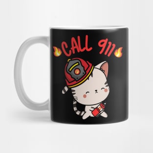 Firefighter Tabby Cat Mug